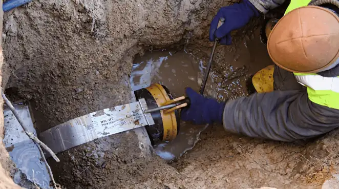 Technician performing underground drainage repair for foundation protection and gutter systems in Boston, MA